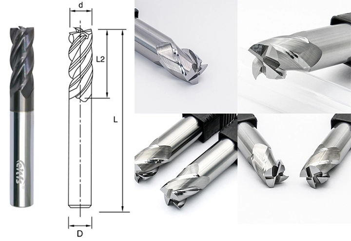 HRC 65 Solid Carbide Standard End Mill for High Performance Milling