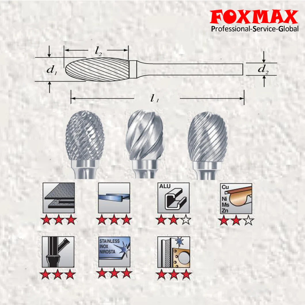 Oval Shape <Double, Single, Nonferrous> Carbide Rotary Burr (FXD-51)